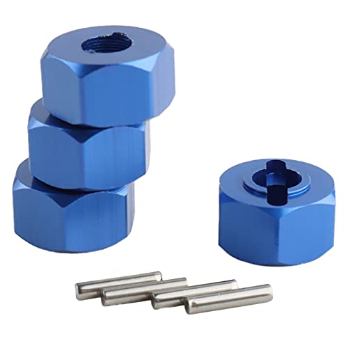 12mm Hex Wheel Hub Mount, Aluminum 7mm Thick with 2x10mm Stub Axle Pins for 1/10 Slash 4x4 & HQ 727 RC Cars Replacement Upgrade Parts (Dark Blue)(Set of 4) - color: Dark Blue