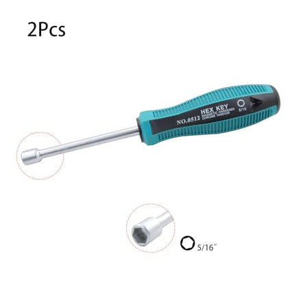 5/16 Inch Non-Magnetic Tip Six Point Hex Nut Driver with 3.7-Inch Round Shaft, Non-Slip Cushion-Grip Handle 2pcs - size: 5/16inch