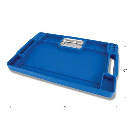 Performance Tool W1294 Fender Buddy Flexible Silicone Tool Tray | Non-slip automotive work tray. Molds to surfaces. Integrated magnetic parts tray and molded bit organizer - style: Fender Buddy Flexible