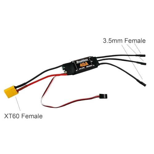 2PCS 40A Electric Brushless Motor Controller,ESC Speed Controller with XT60 and 3.5mm Bullet Plug for RC Drone RC Airplane Helicopter