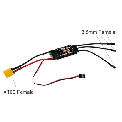 2PCS 40A Electric Brushless Motor Controller,ESC Speed Controller with XT60 and 3.5mm Bullet Plug for RC Drone RC Airplane Helicopter