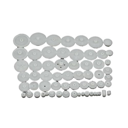 58 Pcs DIY Plastic Drive Toy Gears Set for RC Car Double Reduction Gears and Parts Single Shaft Motor Transmission Gear