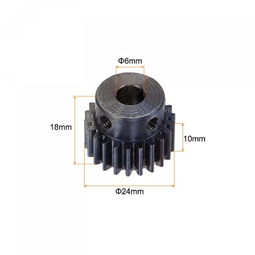 uxcell 1Mod 22T Pinion Gear 6mm Bore Hardened Steel Motor Rack Spur Gear with Step for RC Car Truck Buggy Gear Drive, 2 Set