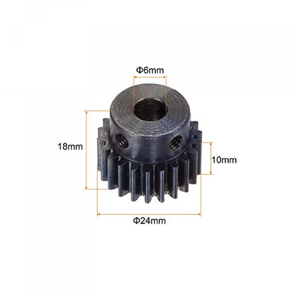 uxcell 1Mod 22T Pinion Gear 6mm Bore Hardened Steel Motor Rack Spur Gear with Step for RC Car Truck Buggy Gear Drive, 2 Set