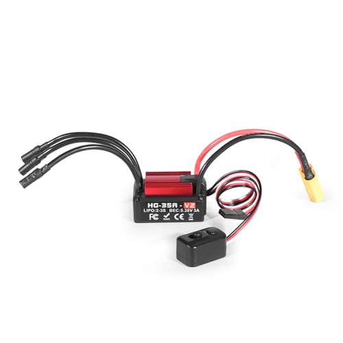 RiToEasysports Esc, Compatible Motor Water Proof Brushless Electronic Speed Controller for 1/10 Rc Crawler Cars (Red XT60 Plug) - color: Red Xt60 Plug