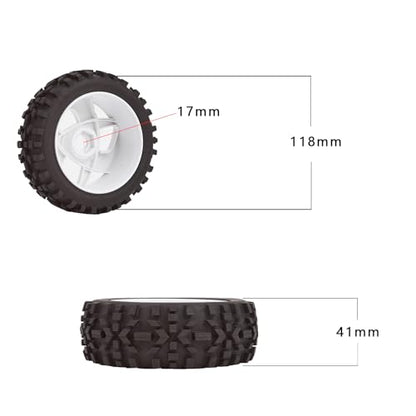 118mm 1/8 RC Off-Road Buggy Tires & Wheels Set, 17mm Hex Hub, 4 Pcs, for ARRMA, Traxxas, Redcat, Team Losi, Kyosho, VRX, HPI, HSP, Hobao