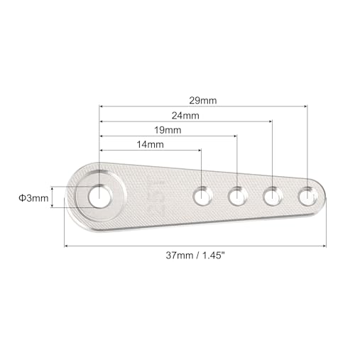MECCANIXITY 5 Pcs Aluminum Servo Horn Long 25T Steering Arm 37mm Length Silver Suitable for DIY RC Car/Boat/AirplanesBoat Model Accessories - color: Silver