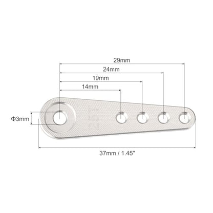 MECCANIXITY 5 Pcs Aluminum Servo Horn Long 25T Steering Arm 37mm Length Silver Suitable for DIY RC Car/Boat/AirplanesBoat Model Accessories - color: Silver