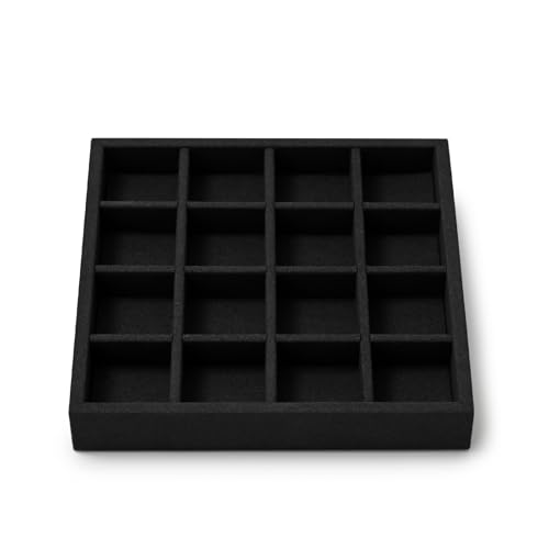 Oirlv Black Microfiber Jewelry Tray 16-Compartment | Black Microfiber Tray, 5.51"X5.51"X0.79", Soft Material, Great for Stud Earrings and Pendants - style: P13715