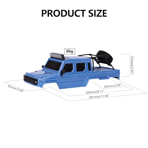 SCX24 Body 6x6 Conversion Kit PC Body with Lights Frame-Axle Assembly for Bronco JLU C10 Basecamp Axial SCX24 6×6 RC Crawler Upgrades - style: Blue