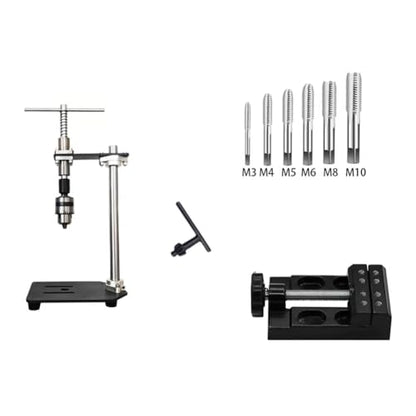 Tapping Tool; Tapping Machine; Precision Hand Tapper; Tap Holder Wrench. Includes A Small Vise and 6 Taps