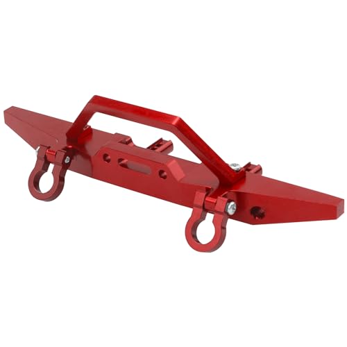 Aluminum Front Rear Bumper & Trailer Hook Compatibke with MN Model MN128 MN-128 1/12 RC Car (Red) - color: Red