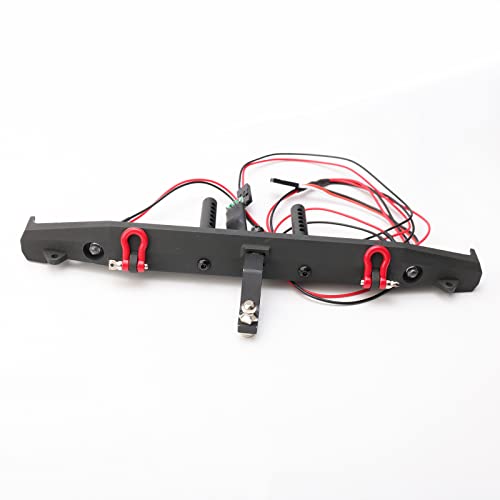 RC Crawler Bumper 1/10 RC Metal Rear Bumper W/LED Lights Tow Shackles Trailer Hitch for TRX-4 SCX10 II 90046 Crawler Truck - style: Rear Bumper