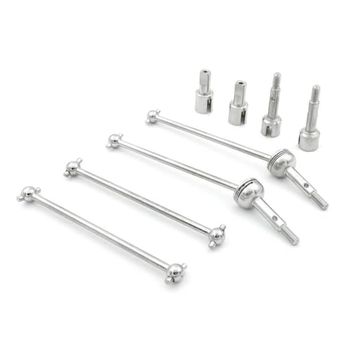 COMODO Metal Front & Rear CVD Drive Shaft Dogbone Axle with Differential Cup for 144001 124018 124019 1/12 RC Car Replacement Parts(Silver) - color: Silver