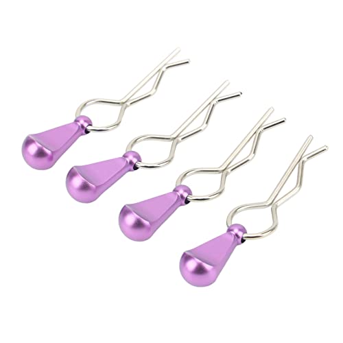 Stainless Steel Body Clips with Pull Tabs for 1/10 RC Car, Aluminum Alloy Upgrade Parts for 1/8 1/10 Remote Control Car Remote Control Car Body Clips Pull Tabs () - color: Purple