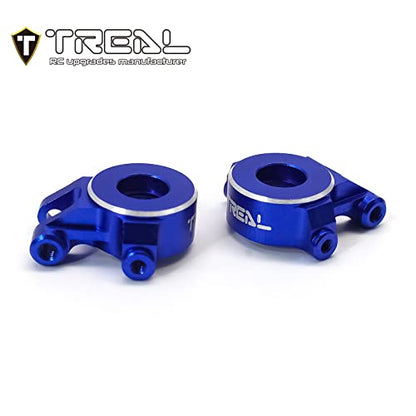TREAL Aluminum 7075 Front Steering Knuckles Set (2P) L&R CNC Machined Upgrades Compatible with 1/18 TRX4M (Blue) - color: Blue