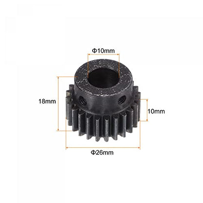 uxcell 1Mod 24T Pinion Gear 10mm Bore Hardened Steel Motor Rack Spur Gear with Step for RC Car Truck Buggy Gear Drive, 2 Set