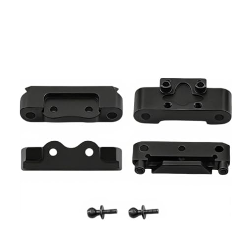 Aluminum Front Bulkhead and Rear Pin Mounts Set, Metal Modification Parts Compatible with for Losi for Micro b 1/24 RC Crawler Accessories 2WD Buggy RTR (Black) - color: Black