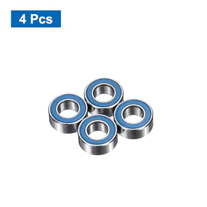 uxcell 4 Pcs MR63-2RS Deep Groove Micro Bearing, 3x6x2.5mm Double Rubber Sealed Chrome Steel Small Bearings (ABEC5, Z4 Low Noise) - size: MR63-2RS