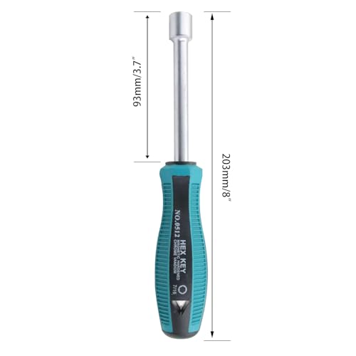 7/16 Inch Non-Magnetic Tip Six Point Hex Nut Driver with 3.7-Inch Round Shaft, Non-Slip Cushion-Grip Handle 2pcs - size: 7/16inch