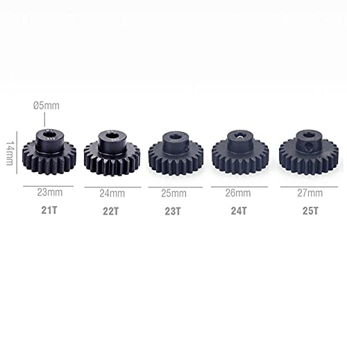 Metal Steel M1 Pinion Gear Sets 21T 22T 23T 24T 25T 5mm Shaft Motor Gears with Hex Key for 1/10 RC Brushless Brush Motor | Metal Steel,With Hex Key for Arrma HSP HPI AXIAL Tamiya Losi 1/10 RC Brushless Brush Motor - style: 21T 22T 23T 24T 25T
