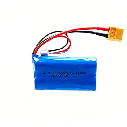 7.4V 3000mAh 18650 Li-ion Battery Pack with XT60 Connector, 2S Rechargeable Battery for High-Speed RC Off-Road Cars, RC Trucks, RC Boats, RC Hobby Models
