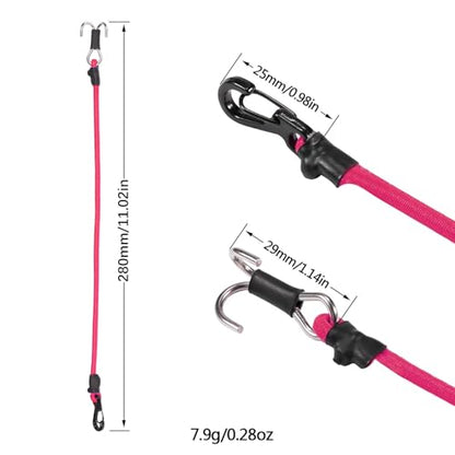 2pcs 280mm Elastic Strap Escape Rope Kinetic Winch Strap with Rescue Trailer Hook for 1/18 1/24 RC Crawler Car TRX4M High Trail SCX24 FCX24 (Red) - color: Red