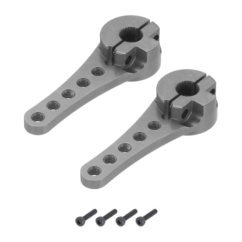 MECCANIXITY 2 Pcs Aluminum Servo Horn Long 25T Steering Arm 46mm Length Bright Gray Suitable for DIY RC Car/Boat/AirplanesBoat Model Accessories with M2.5 Screws - color: Bright Gray