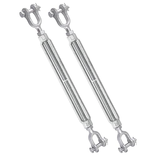 1/2 x 9 Inch Turnbuckle Forged Galvanized Steel Jaw and Jaw Turnbuckles for Cable Rail Rigging Rope Chain, 2,200 lbs Working Load Limit, 2PCS (1/2" X 9") - size: 1/2" X 9"