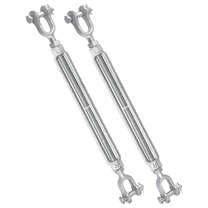 1/2 x 9 Inch Turnbuckle Forged Galvanized Steel Jaw and Jaw Turnbuckles for Cable Rail Rigging Rope Chain, 2,200 lbs Working Load Limit, 2PCS (1/2" X 9") - size: 1/2" X 9"