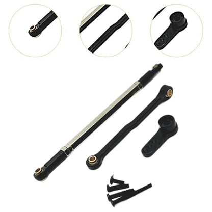 Servo Link Rod Metal Steering Rod High Strength RC Car Push Rods Linkage Rod End for 1:12 99S MN78 Trucks DIY, Black - color: Black