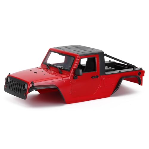 1/10 RC Pickup Body Shell Kit Unassembled - 313mm Wheelbase Wrangler Pickup Body,for RC Crawler Axial SCX10 SCX10 II 90046 DIY (Red) - color: Red