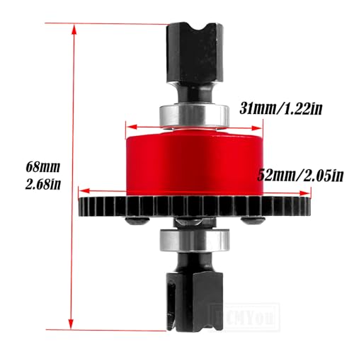 50T Center Differential&Center Drive Shaft Upgrades Part for 1/8 Typhon 6S,Center Diff&Center Driveshaft Hop ups,Red - color: Red - Upgrades