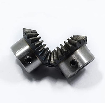 2 Pcs 1M 20 Teeth 5/6/8/10mm Shaft Hole Tapered Bevel Gear 1:1# 45 Steel 1 Module 90 Degree Steering Gear with M5 Fixing Hole (10 mm) - size: 10mm