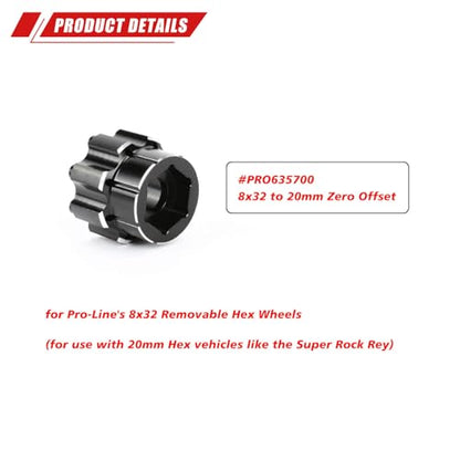 RCAWD for Pro-Line 1/8 8x32 to 20mm Aluminum Wheel Hex Adapters 3.8" Wheels Upgrades Parts #PRO635700 - size: 20mm