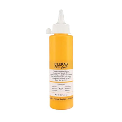 Lukas Cryl Liquid Soft Body Acrylic Paints for Painting - Professional Low Viscosity - 250 ml Bottle Indian Yellow - color: Indian Yellow