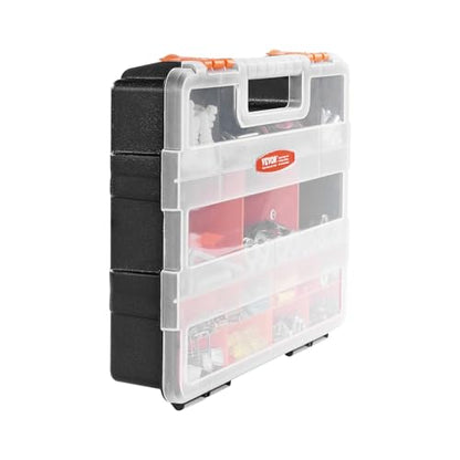 VEVOR 3-Pack Small Parts Organizer, 21 Compartments Tools Organizer Box with Removable Dividers, PP Hardware Storage Box with Safety Latch & Portable Handle for Nuts, Bolts, Screws, Nails