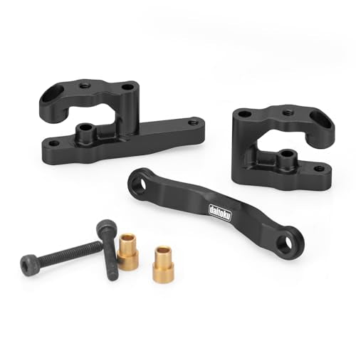 daitoku RC Steering Set Aluminum Upgrade Parts Steering Assembly for 1/18 Arrma Granite Typhon GROM 1/16 Mojave GROM 1/12 Losi Nascar RC Car (Black) - color: Black