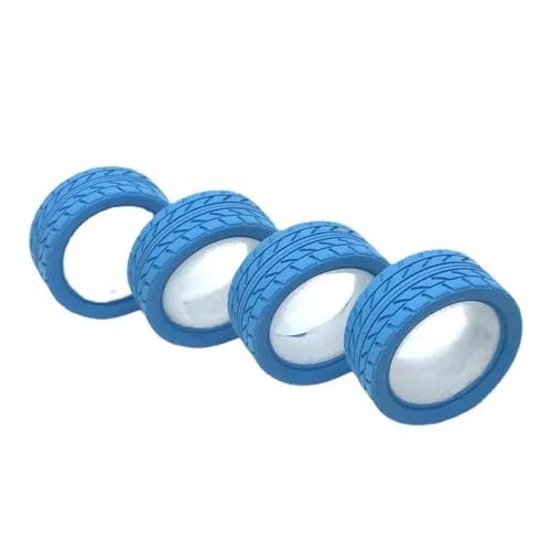 COMODO 4Pcs 65mm 1/10 Scale RC On-Road Drift Rubber Tires Pre-Mounted on Wheels Compatible with Various RC Drift Touring Cars(Blue) - color: Blue