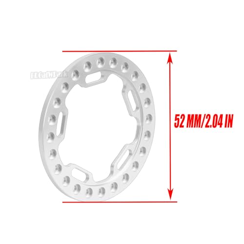 Metal 1.9 Beadlock Wheels Replacement Ring for 1/10 TRX4 SCX10 90046 90047 Crawler RC Car,4Pcs RC 1.9 Beadlock Wheels Replacement Ring,Silver - color: Silver - (Beadlock Ring)