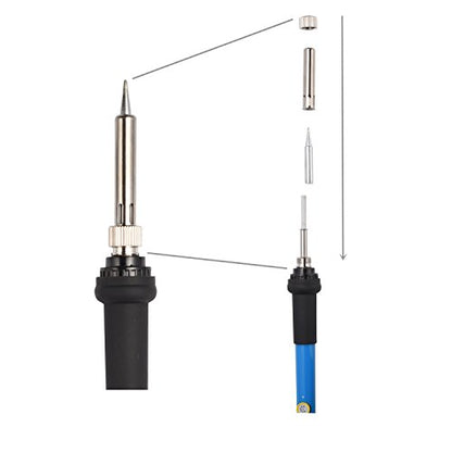 Electronics Soldering Iron Kit，60W 110V Adjustable Temperature Welding Tool Set, 5pcs Different Soldering Tips, Stand, Tweezers,Desoldering Pump,2pcs Solder Wire, Brush