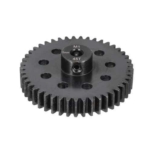 MECCANIXITY Steel M1 Gear Set 45T 5mm Shaft Motor Gears for RC Vehicles Truck Drift Car Part, Black - size: 45T