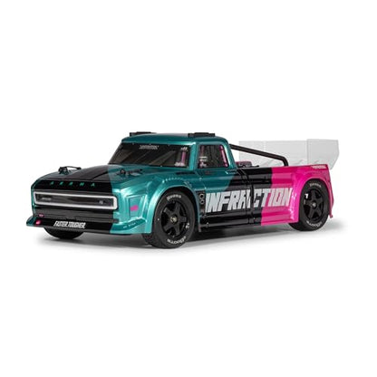 ARRMA Infraction 223S 1/8 RC Truck 4X4 Brushless, RTR, Teal/Pink | DSC, All-Road Street Bash, ARA4315V4T3, Lipo Battery and Charger Not Included - color: Teal/Pink