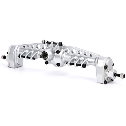 Metal Rear Portal Axle Assembly, Upgraded Bevel Gear Set with 8.7in Length for 1/10 SCX10 III RC Crawler (Silver