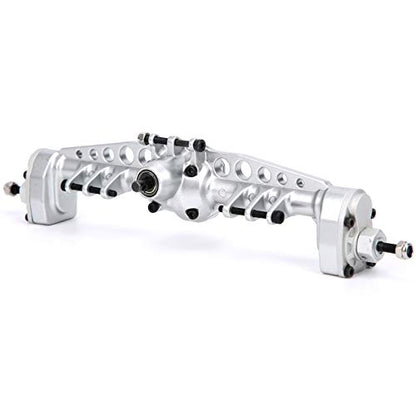 Metal Rear Portal Axle Assembly, Upgraded Bevel Gear Set with 8.7in Length for 1/10 SCX10 III RC Crawler (Silver
