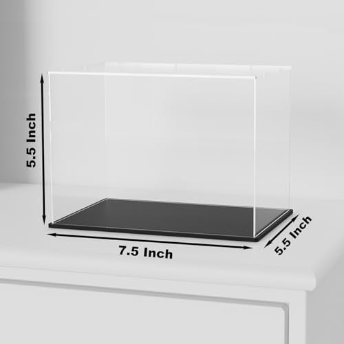 Acrylic Display Case for Mini Helmet and Model Cars, Clear Display Box with Thick Base and Lid for Protection and Displaying, 7.5x5.5x5.5-inch - size: 7.5"L x 5.5"W x 5.5"H