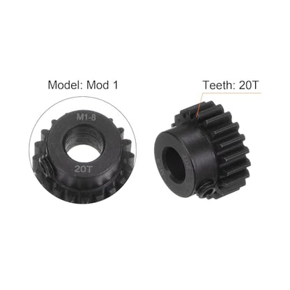 uxcell Mod 1 20T Pinion Gear 8mm Bore Hardened Steel Motor Rack Spur Gear for RC Car Truck Gear Drive