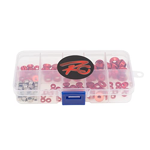 Colorful Washers and Nuts Set for RC Cars - 125 Pieces, Red