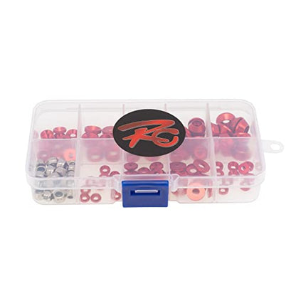 Colorful Washers and Nuts Set for RC Cars - 125 Pieces, Red