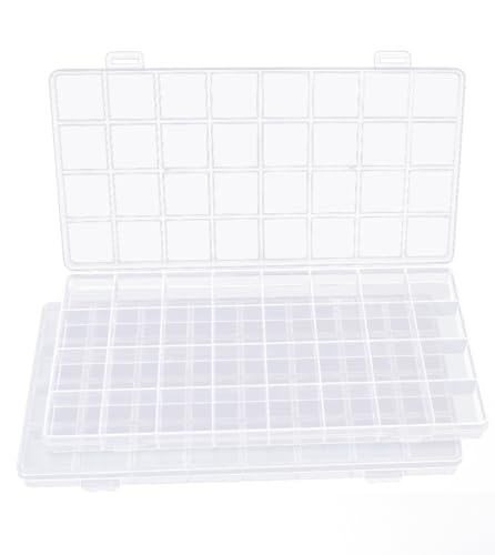 IOOLEEM Bead Organizer Box, 32 Grids Plastic Organizer Container Storage | Clear Dividers for bead arts and crafts for beading & jewelry storage & small items arts and crafts. - size: 32 Grids (2 pack)